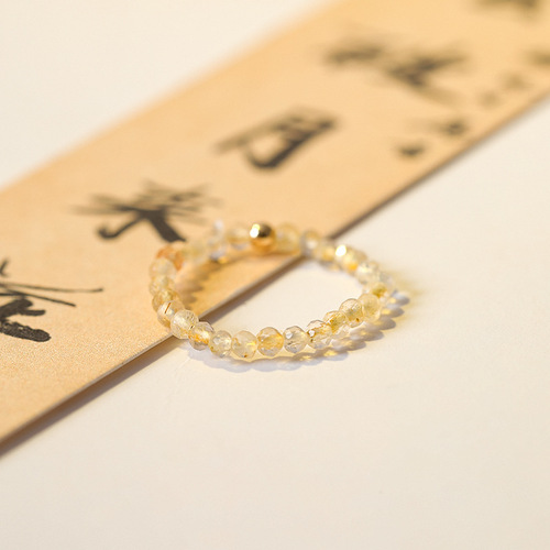 Get rich overnight, extremely fine 2mm citrine ring, women's transfer beads, ultra-fine autumn design, niche ins ring