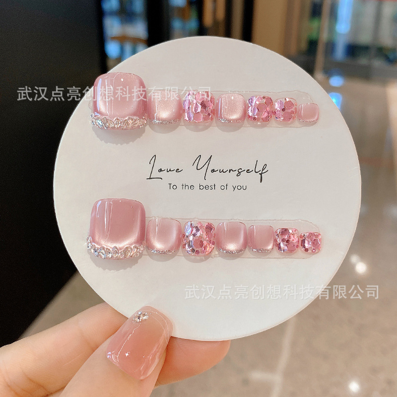 (Foot armor) 14 pieces of hand-worn armor peach seer cat's eye manicure summer high-grade feeling trembles explosive manicure patch