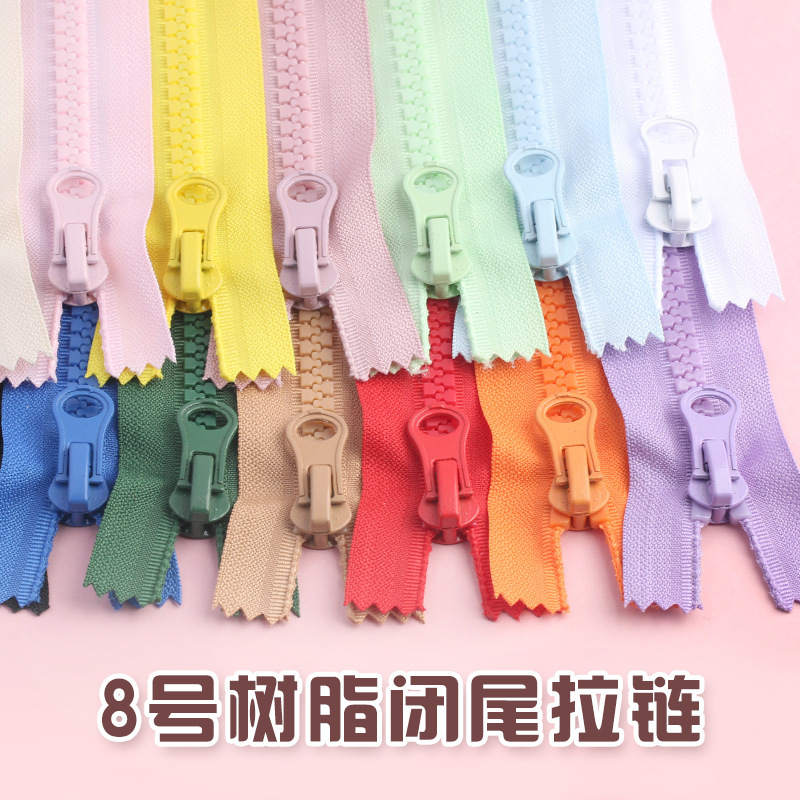 Large Zipper Clothing Vest Jacket Pocket Pencil Case Doll Replacement 8 # No. 8 Resin Closed-End Coarse-Tooth Zipper