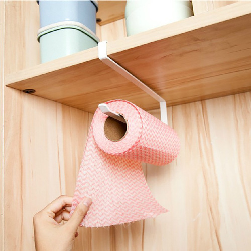 Kitchen paper towel holder without punching, cabinet roll paper rack, dishcloth holder, plastic wrap rag storage rack
