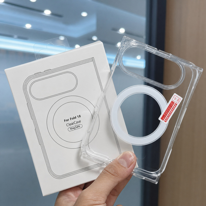 Compatible with Apple iPhone 18 Fold Transparent Magnetic Phone Case Acrylic Foldable Hard Case Magsafe
