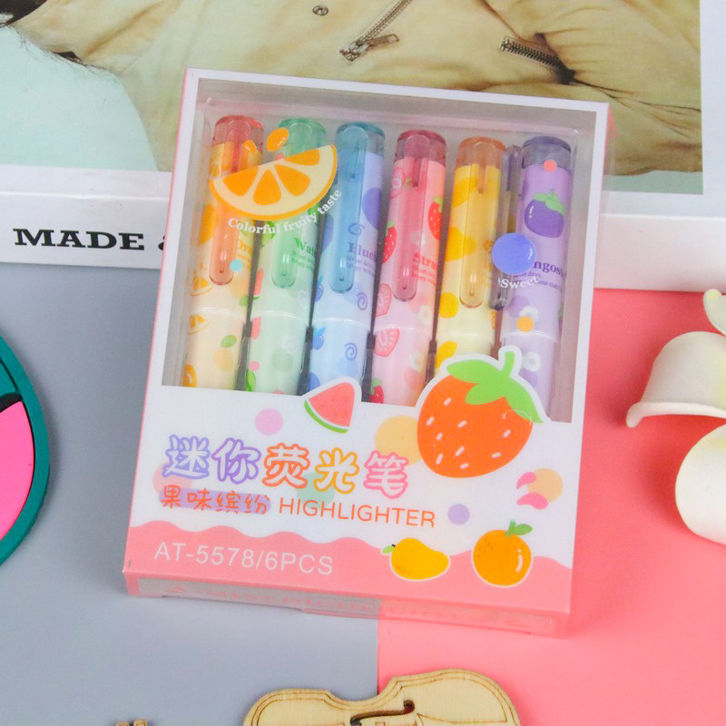 Mini resaltador de bolsillo creativo, resaltador portátil de protección ocular de cabeza suave, resaltador de conocimiento para estudiantes