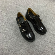现货秒发！时尚百搭新款英伦miu雕花扣带粗跟牛津乐福鞋女小皮鞋