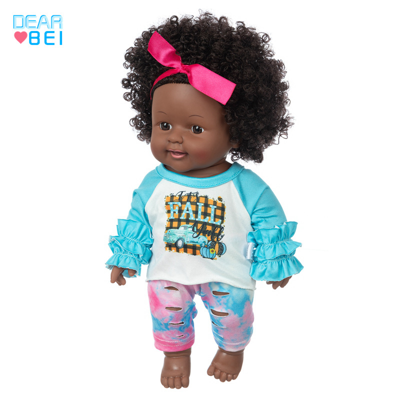 Aliexpress venta caliente muñeca africana juguetes para niños enmascarado reborn muñeca de 12 pulgadas muñeca de piel negra muñeca pic 12