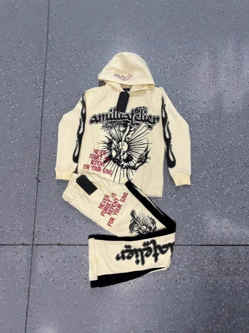 Hell Star Cross -border American Retro Hellstar худи в стиле ретро, свободный уличный комплект для мужчин и женщин