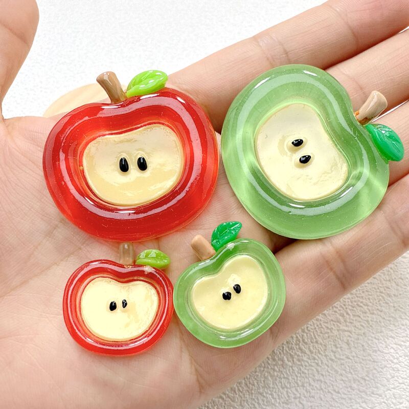 Ice Transparent Artificial Apple Resin Accessories DIY Cream Glue Hairpin Keychain Mobile Phone Case Headphone Storage Box Patch
