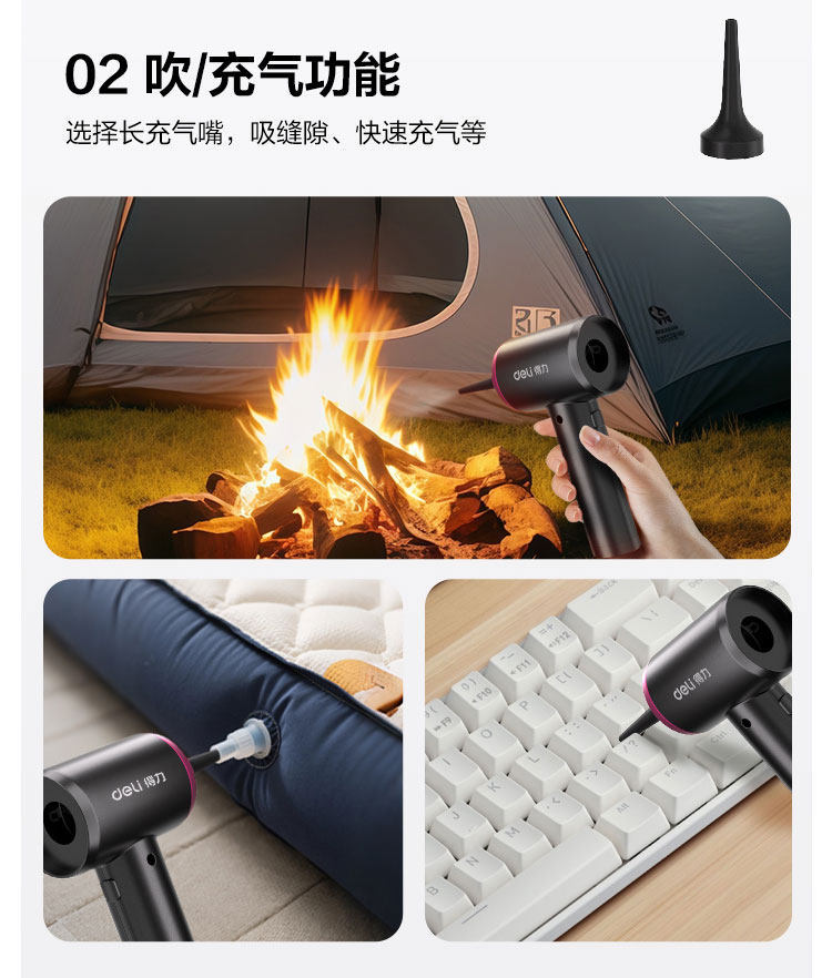 Deli Car Vacuum Cleaner Handheld Small 2026 New Model Super Strong Suction Car and Home Wireless Charging Vacuum Cleaner