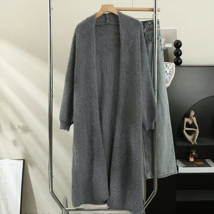 白いロングカーディガンのセーターの女性秋冬の新商品の高級感が厚くて、ゆったりしています。|undefined