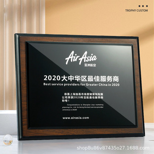 Medal Production Solid Wood Crystal Trophy Souvenir Franchisee Honor Plaque Agent Authorization Plaque Honor Commendation