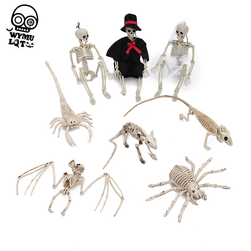 Accesorios de Halloween animal esqueleto novio novia simulación vuelo murciélago ratón araña serpiente casa embrujada decoración carretera