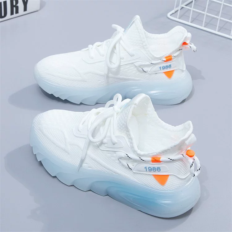 Желе на дне маленькая белая обувь женская обувь 2024 весна новая летающая сетка дышащая повседневная спортивная обувь тренд удобная обувь