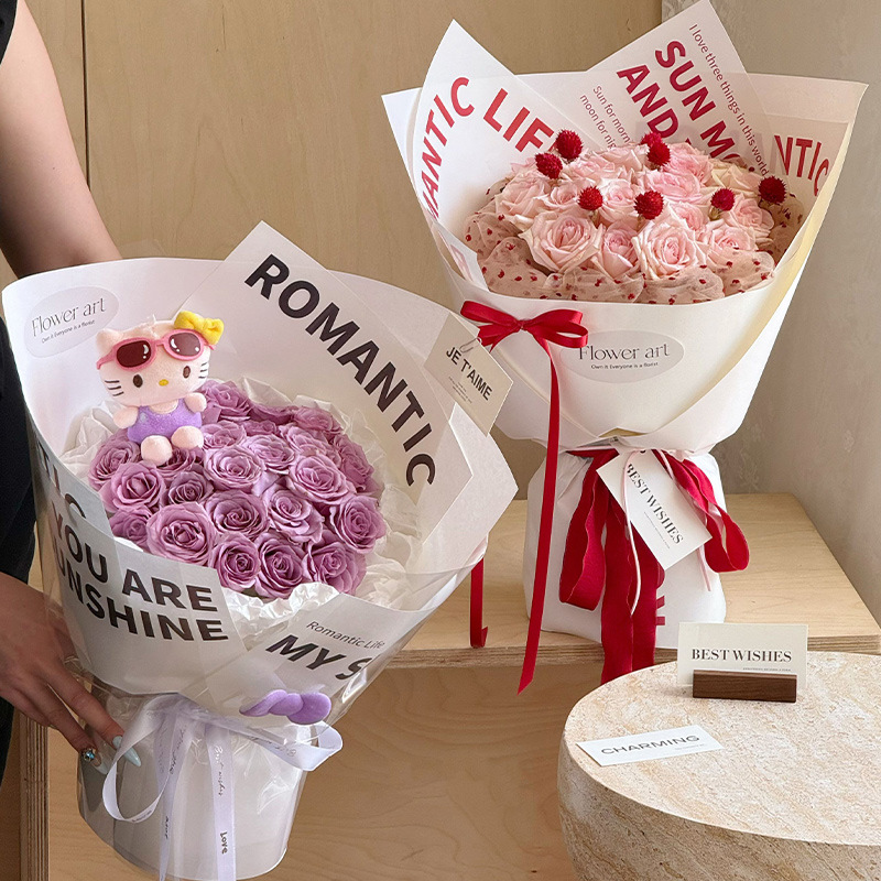 Papel de embalaje de flores romántico rojo inglés rosa ramo de papel de flor flor florista materiales de flor al por mayor
