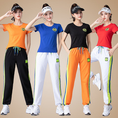 Tingziyi square dance clothing new suit cotton summer short-sleeved sports and leisure group ghost dance fitness performance clothing