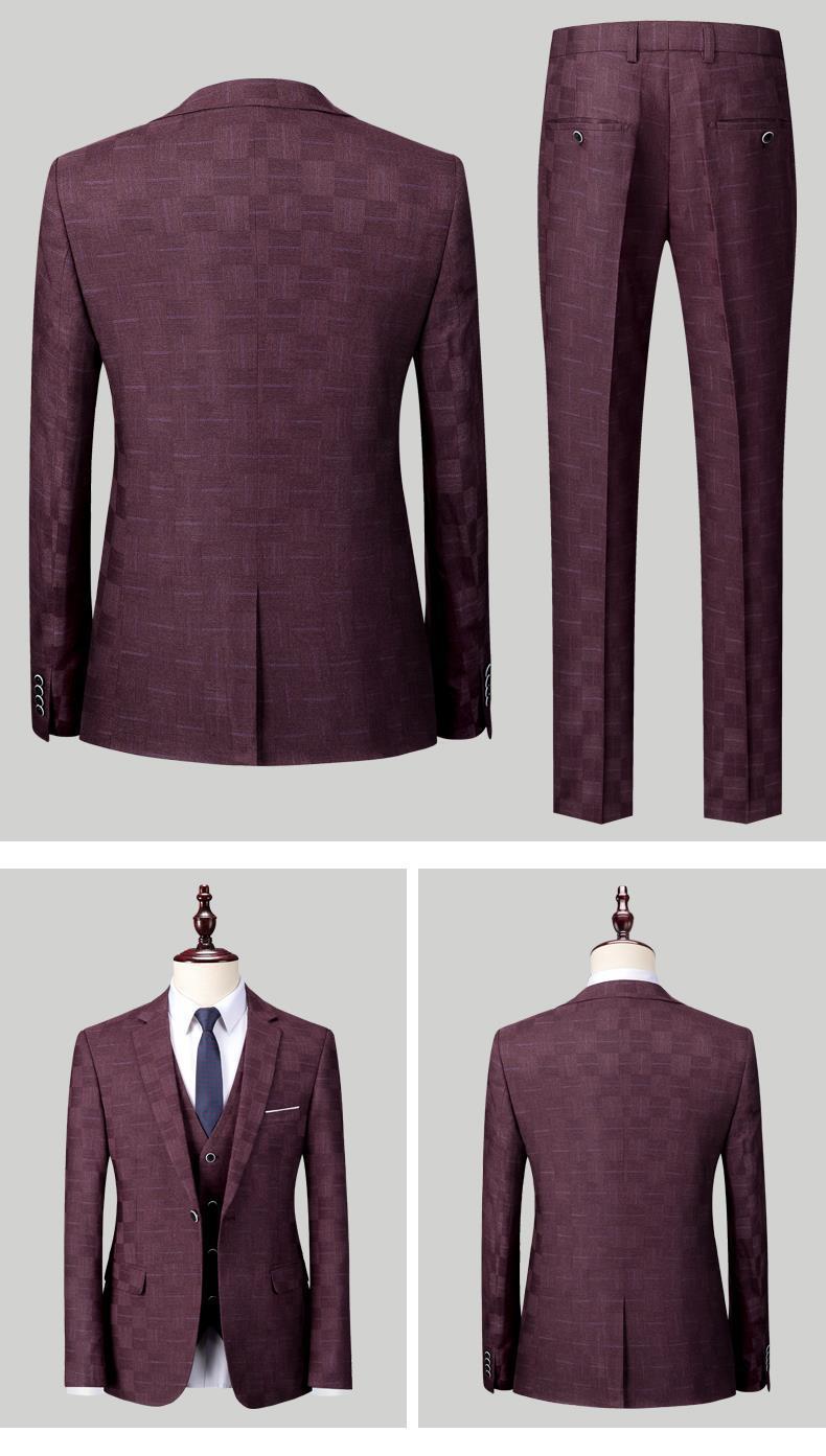Men's Clothing new plaid men's suit slim suit suit men's casual and temperament daily wedding work temperament_voghion.com