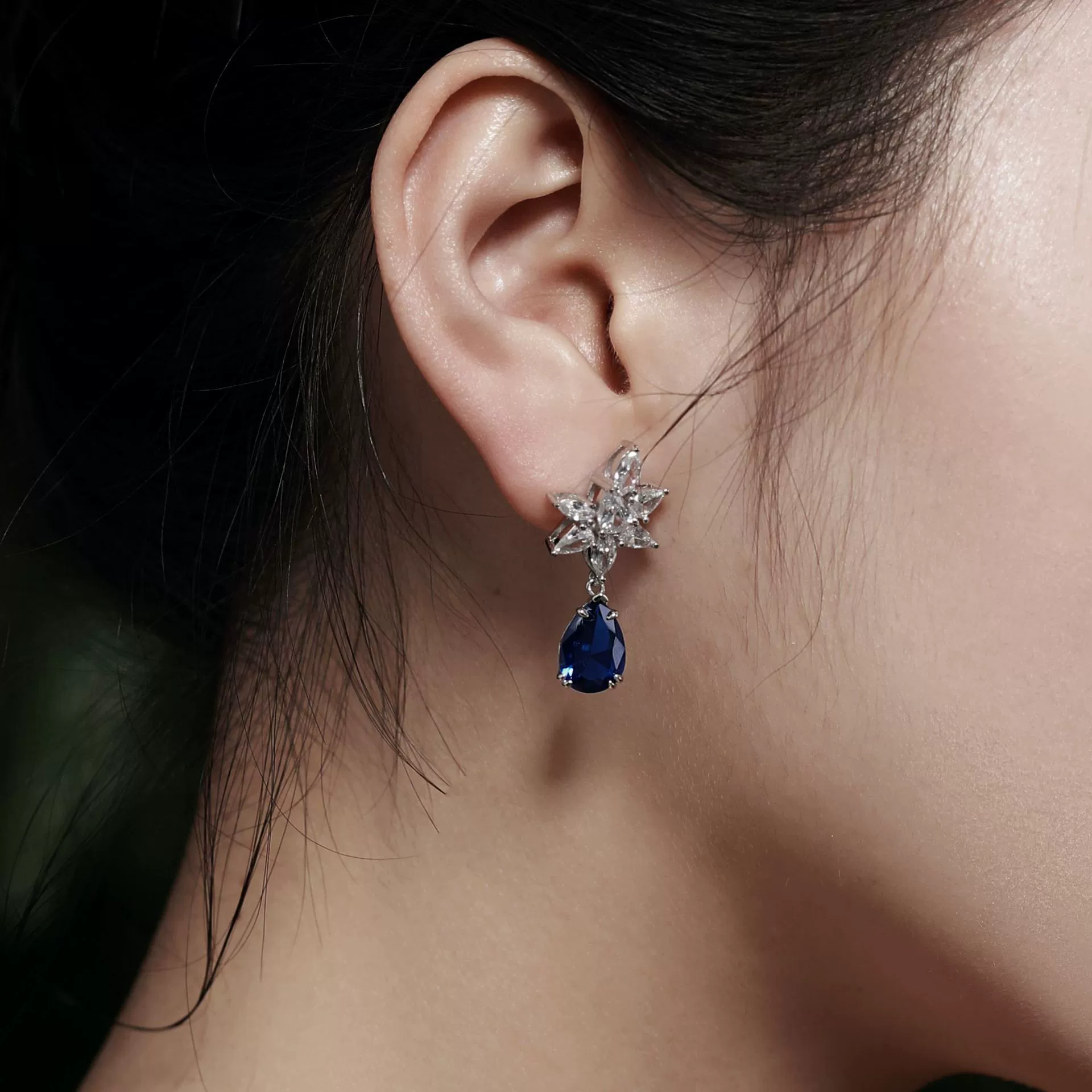 Серебряные серьги с каплей, стильный универсальный ретро камень с zircon, французский стиль, пробы 925