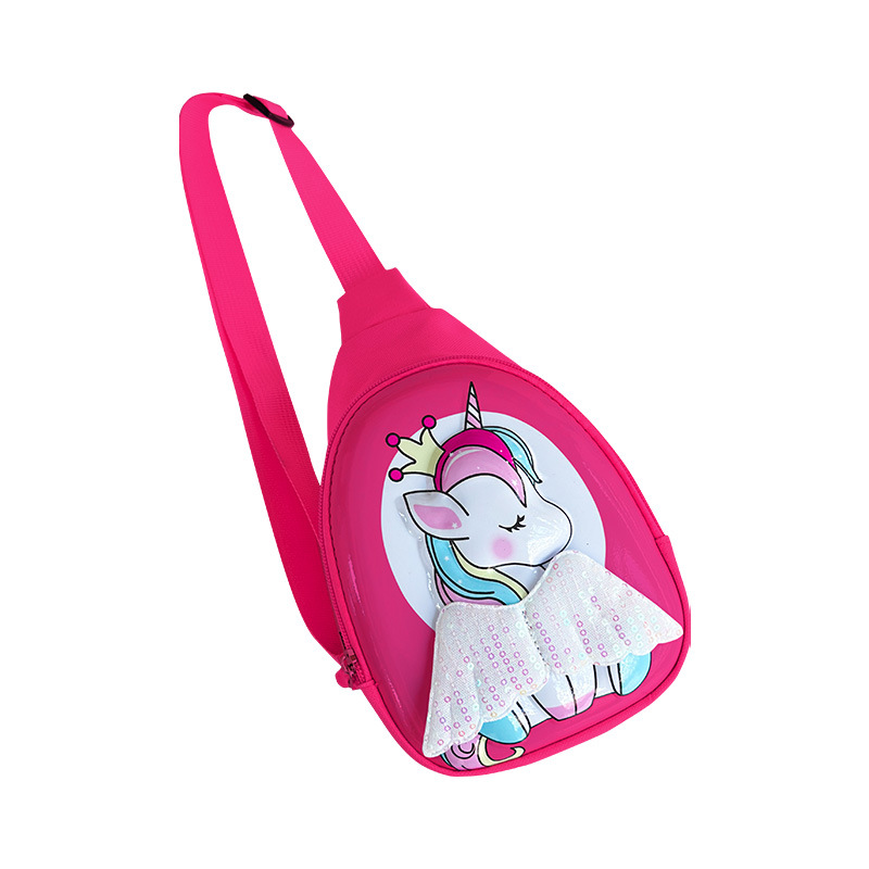Cute y divertido bolso de pecho para niños y niñas de dibujos animados lindo caballo bolso de mensajero de bebé con cáscara de huevo ligero nuevo bolso de cambio para niños