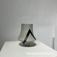 简约陶瓷花瓶客厅、桌面、玄关、落地摆件 新中式手工拉柸绘画线