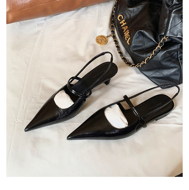 葡萄妈studiolee夏法式尖头后空包头凉鞋小猫跟单鞋女锥形跟