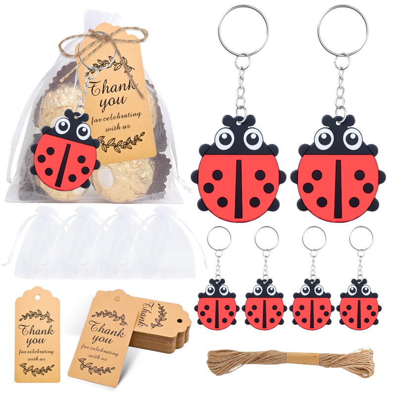 Cross-Border Creative Pvc Seven-Star Insect Keychain Set Birthday Baby Shower Wedding Bridal Shower Guest Gift