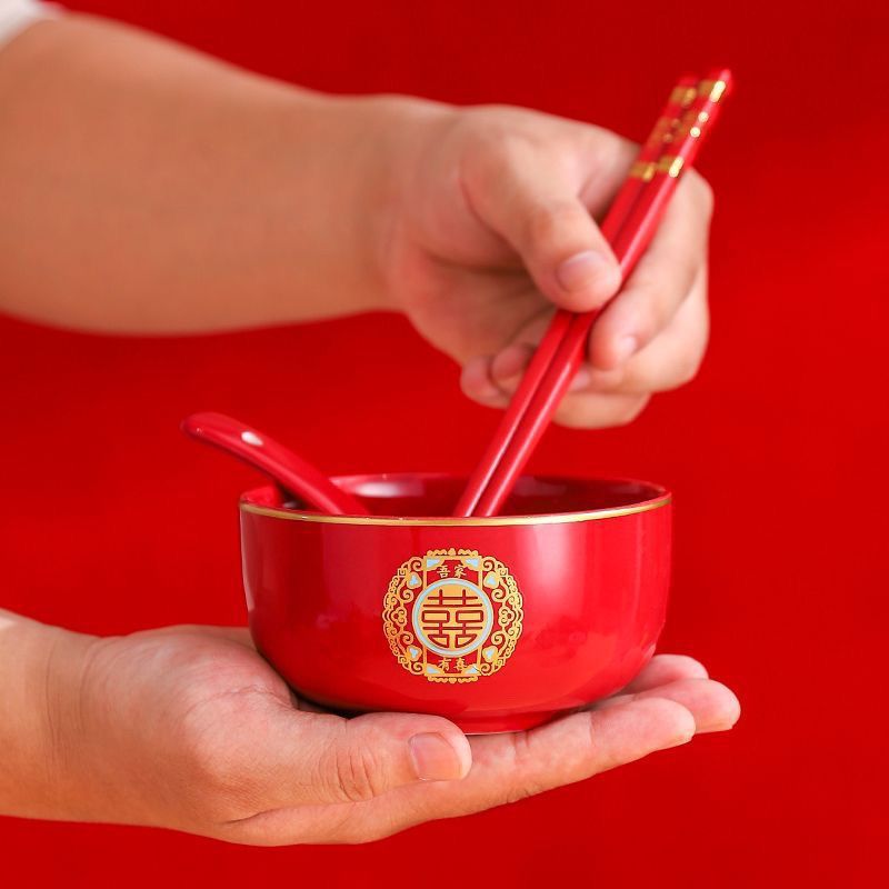 Tazas de té de boda un par de bolos de boda un par de set rojo para bodas bolos rojos de cerámica palillos suministros de boda grandes GX