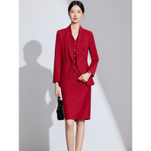 职业西装套装女时尚大牌高级感马甲三件套休闲气质主持人西服外套
