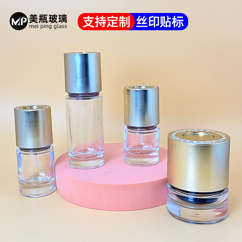 新款 国风圆底化妆品分装瓶30-120ml粉底液水乳精华液瓶50g膏霜瓶