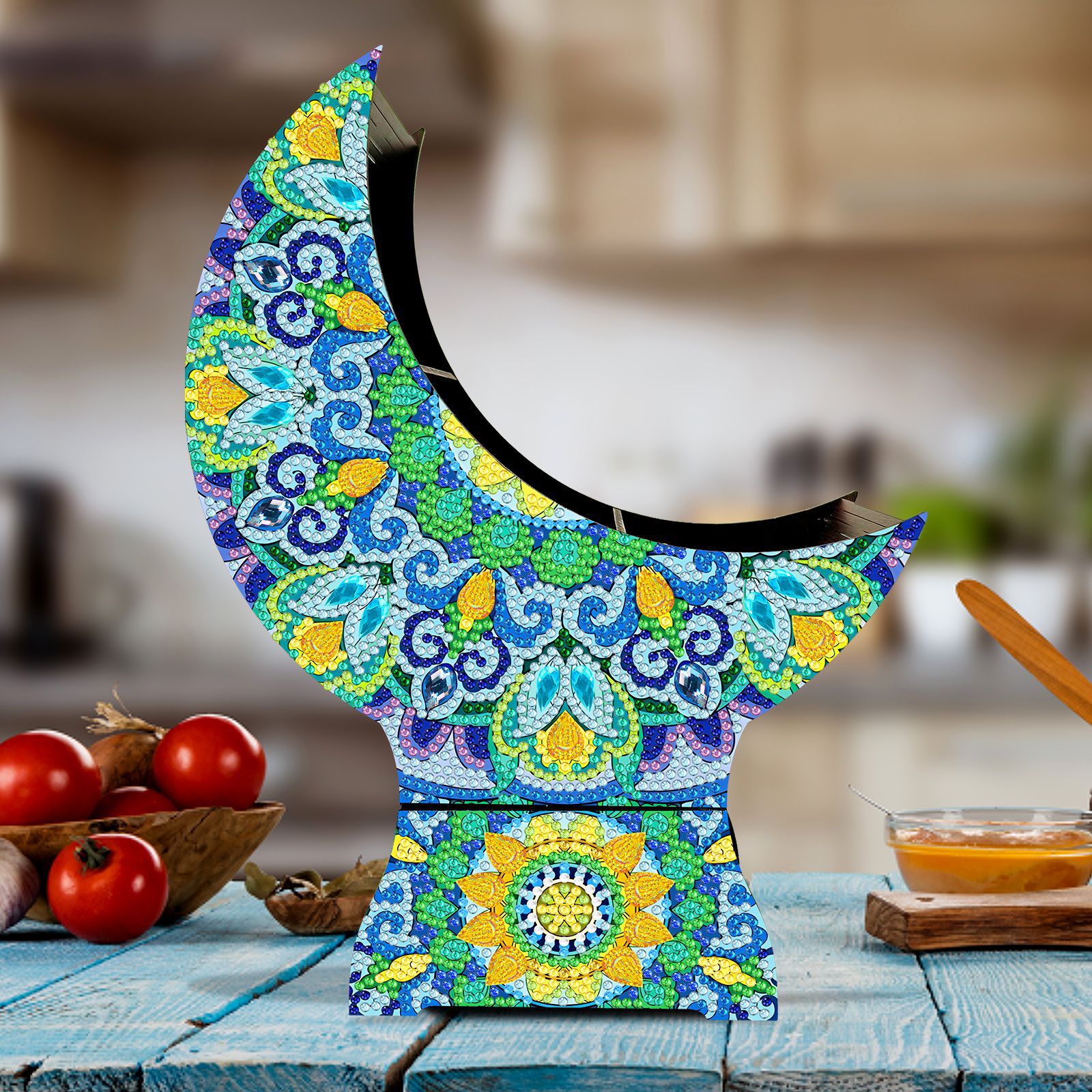 Explosiones transfronterizas de pintura de diamantes hechas a mano DIY caja de almacenamiento de ventilador de luna con cajón decoración de escritorio distribuible