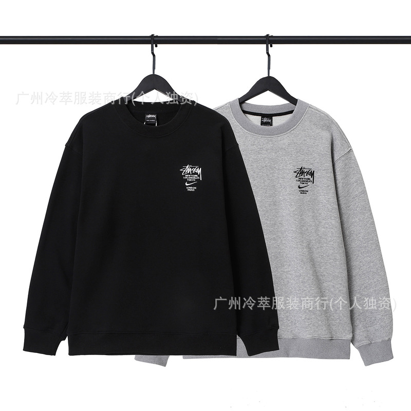 24现货跨境欧美外贸S字母联名系列刺绣宽松简约加绒套装代发|undefined