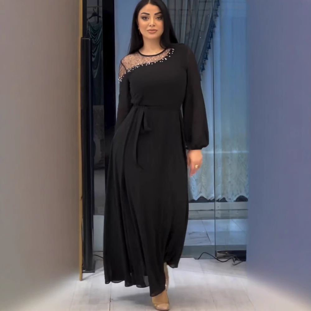 2025 Spring New Cross-Border Embroidered Middle Eastern Turkish Arab Dubai Muslim Women's Fashion Dress_ecoleips.com