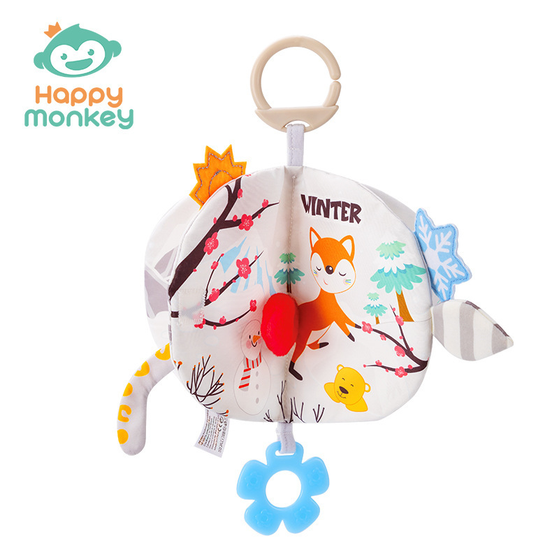 Happy monkey 3D libro de tela de cola tridimensional para la cognición de animales, juguetes para niños que no pueden desgarrarse y morderse