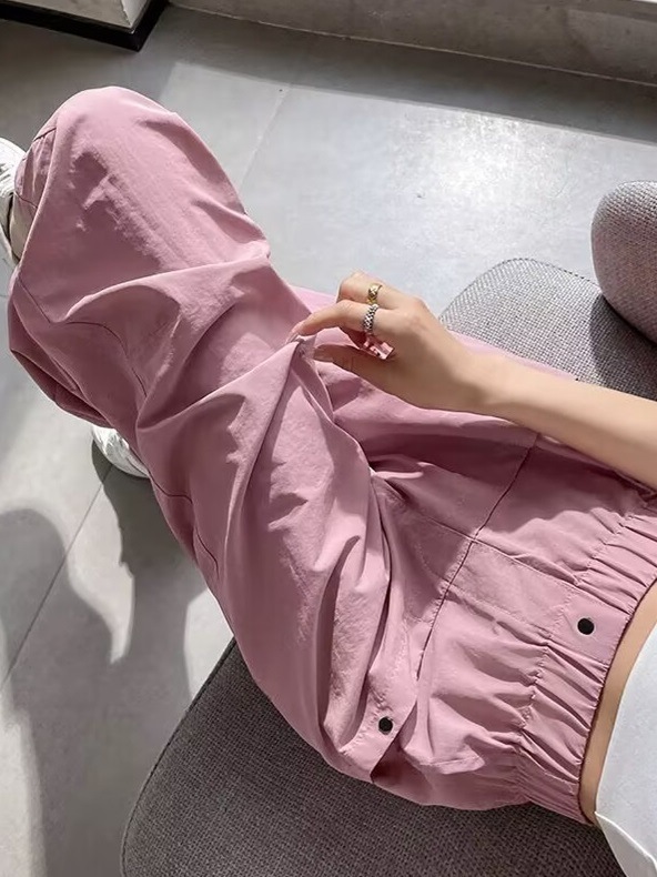 冰丝速干运动裤女夏季薄款小个子高腰九分萝卜裤宽松老爹哈伦裤子|undefined