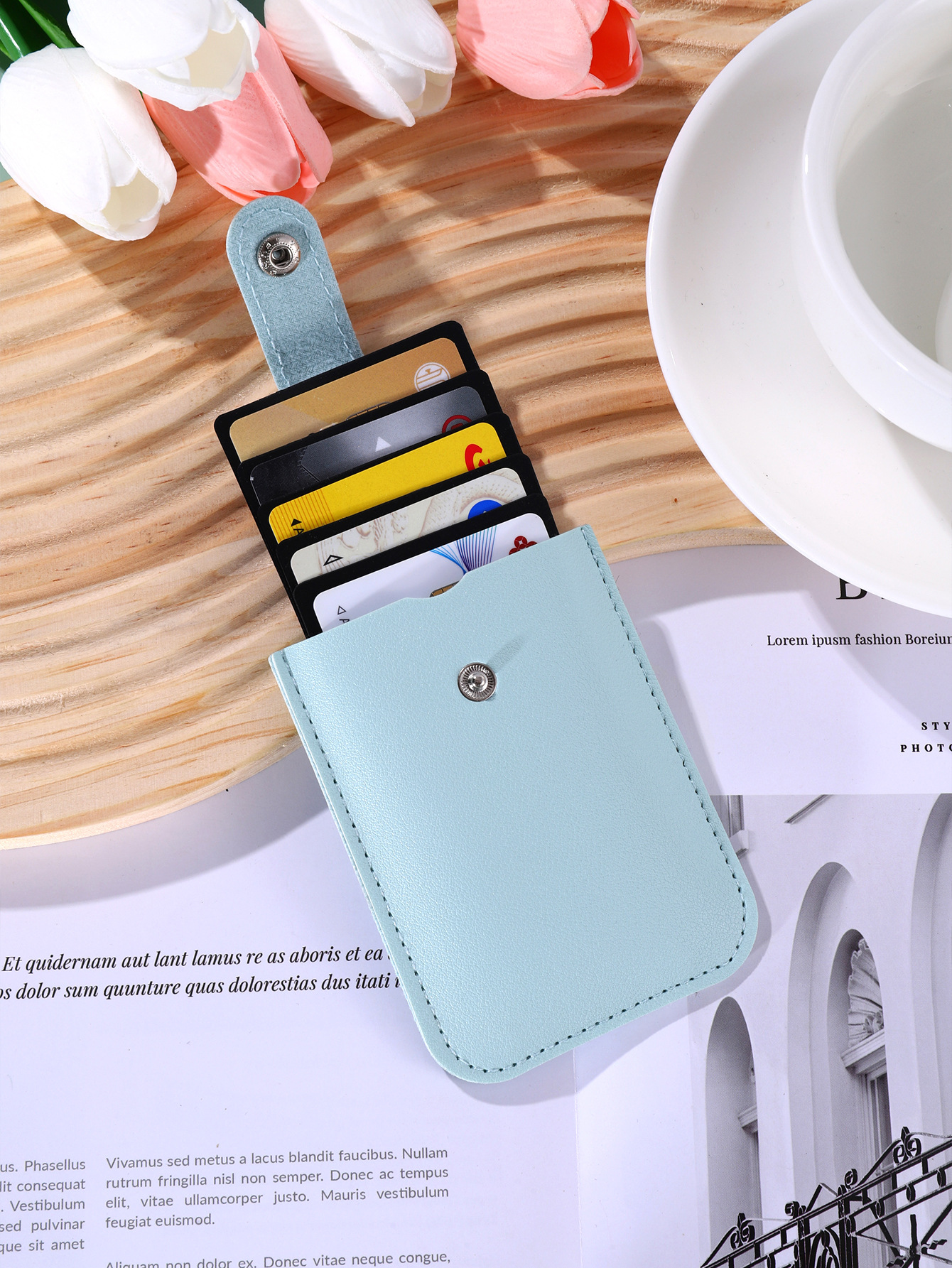 New in stock internet celebrity simple card holder men and women pull-out PU leather card holder ultra-thin card holder certificate holder multi-card position