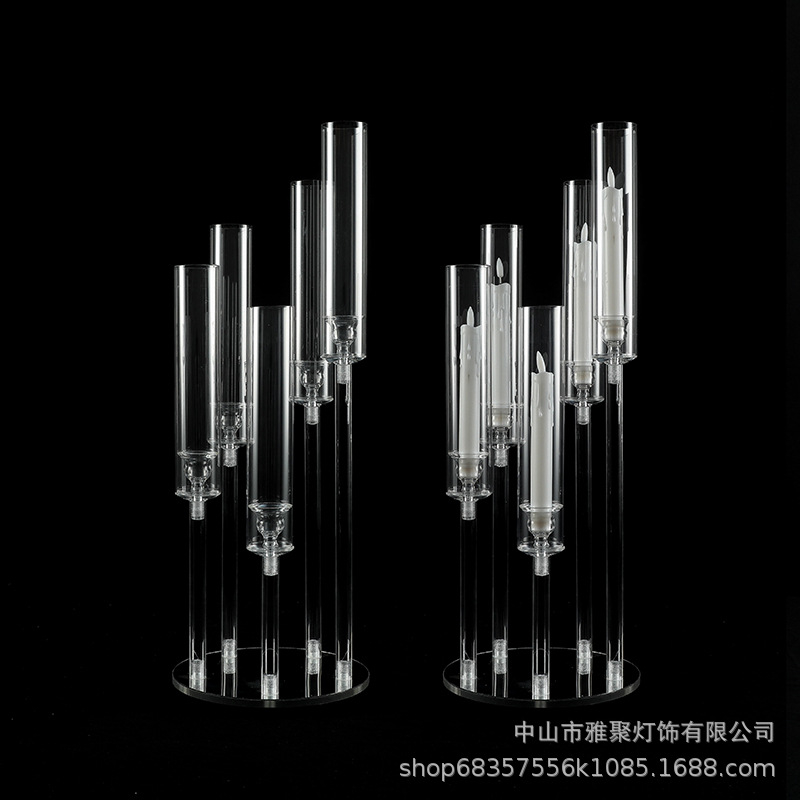 Nueva boda apoyos acrílico candelabro engrosado tubo acrílico totalmente transparente carretera plomo boda etapa decoración adornos