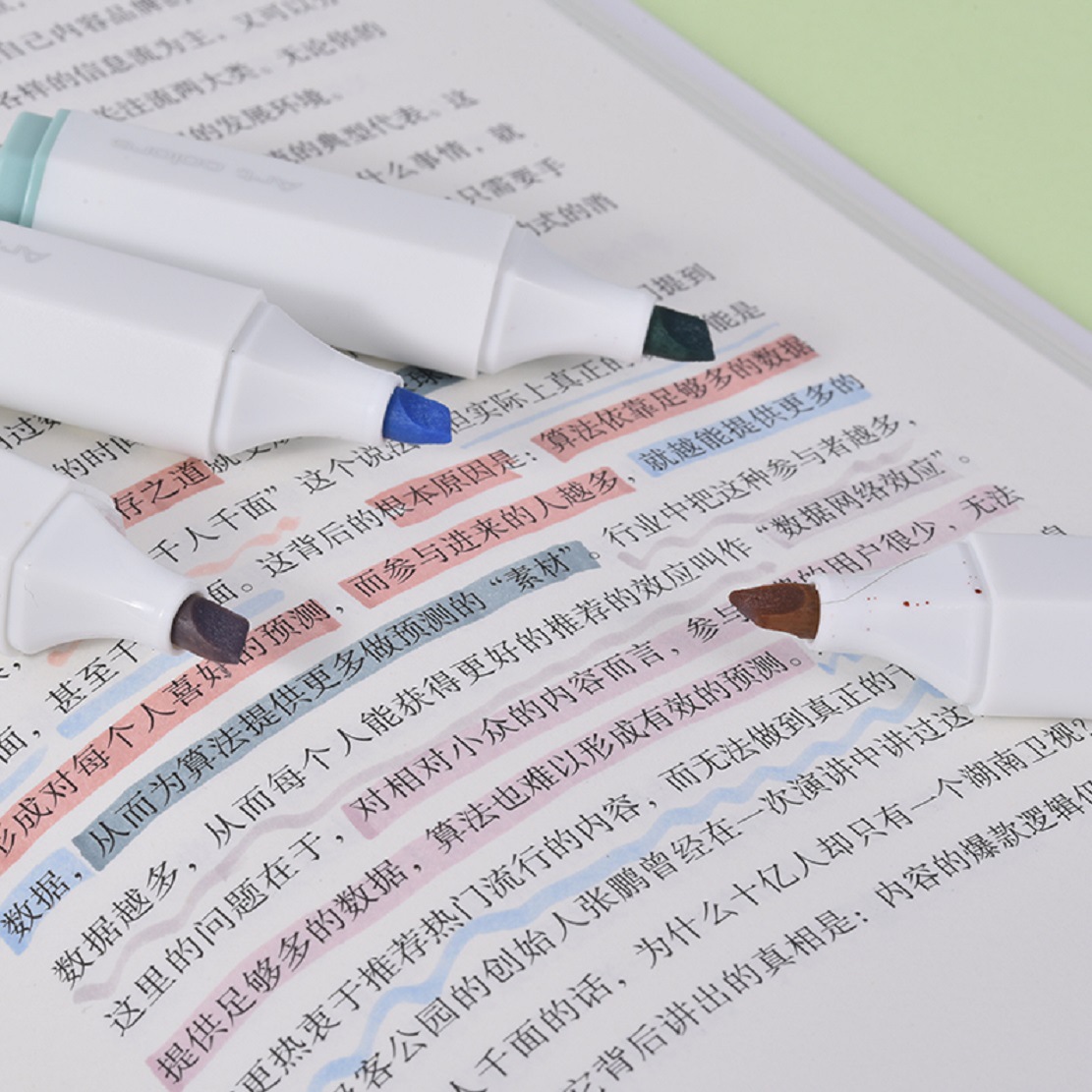 Resaltador simple de cabeza suave de protección ocular de 6 colores para estudiantes, pegatinas gratis, trazo de bricolaje, bolígrafo clave, rotulador, herramienta de pintura al por mayor