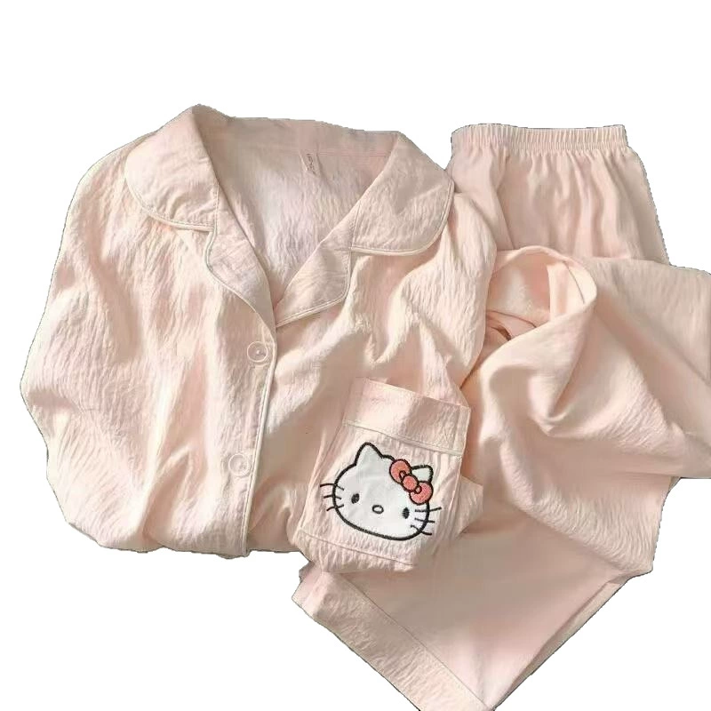Пижамный комплект Hello Kitty — летняя детская одежда, короткий рукав с шортами или длинный рукав с брюками, размеры M–2XL