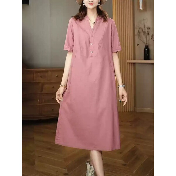 Summer long short sleeve dress for leisure