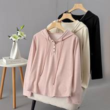 女正肩卫衣大码2025秋季新款胖mm200斤时尚显瘦遮肚子连帽套头衫