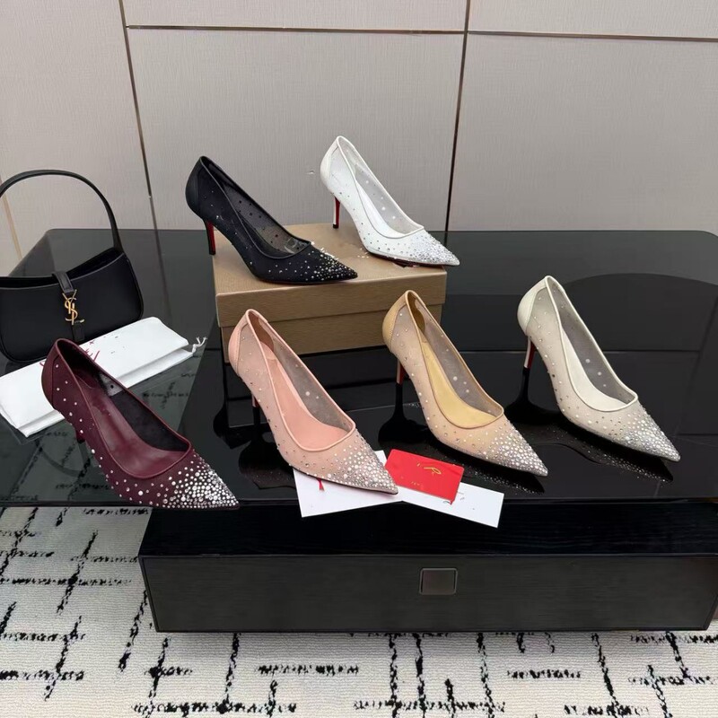 High-End Summer Mesh Rhinestone Pointed-Toe High-Heeled Stiletto Shoes for Women, Fashionable and Sexy Slip-On Fashion Shoes High-End Summer Mesh Rhinestone Pointed-Toe High-Heeled Stiletto Shoes for Women, Fashionable and Sexy Slip-On Fashion Shoes