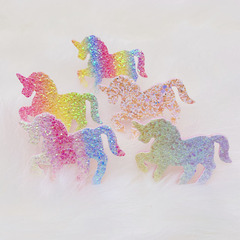 廠家批發七彩金粉馬 DIY飾品配件胸針髮夾頭飾裝飾材料 獨角獸