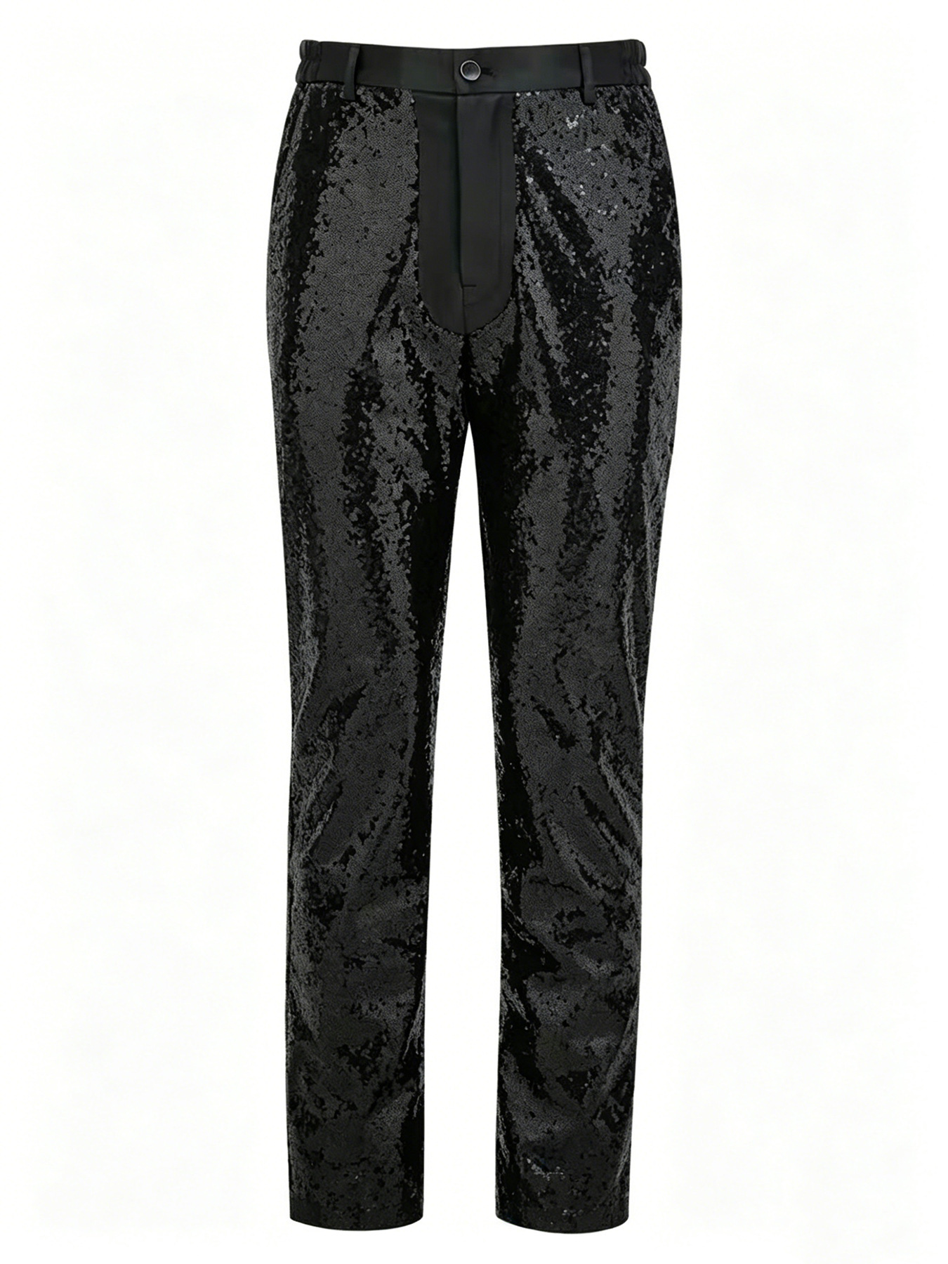 Slim Fit Sequin Suit Trousers For Men Sparkling Party Pants_voghion.com