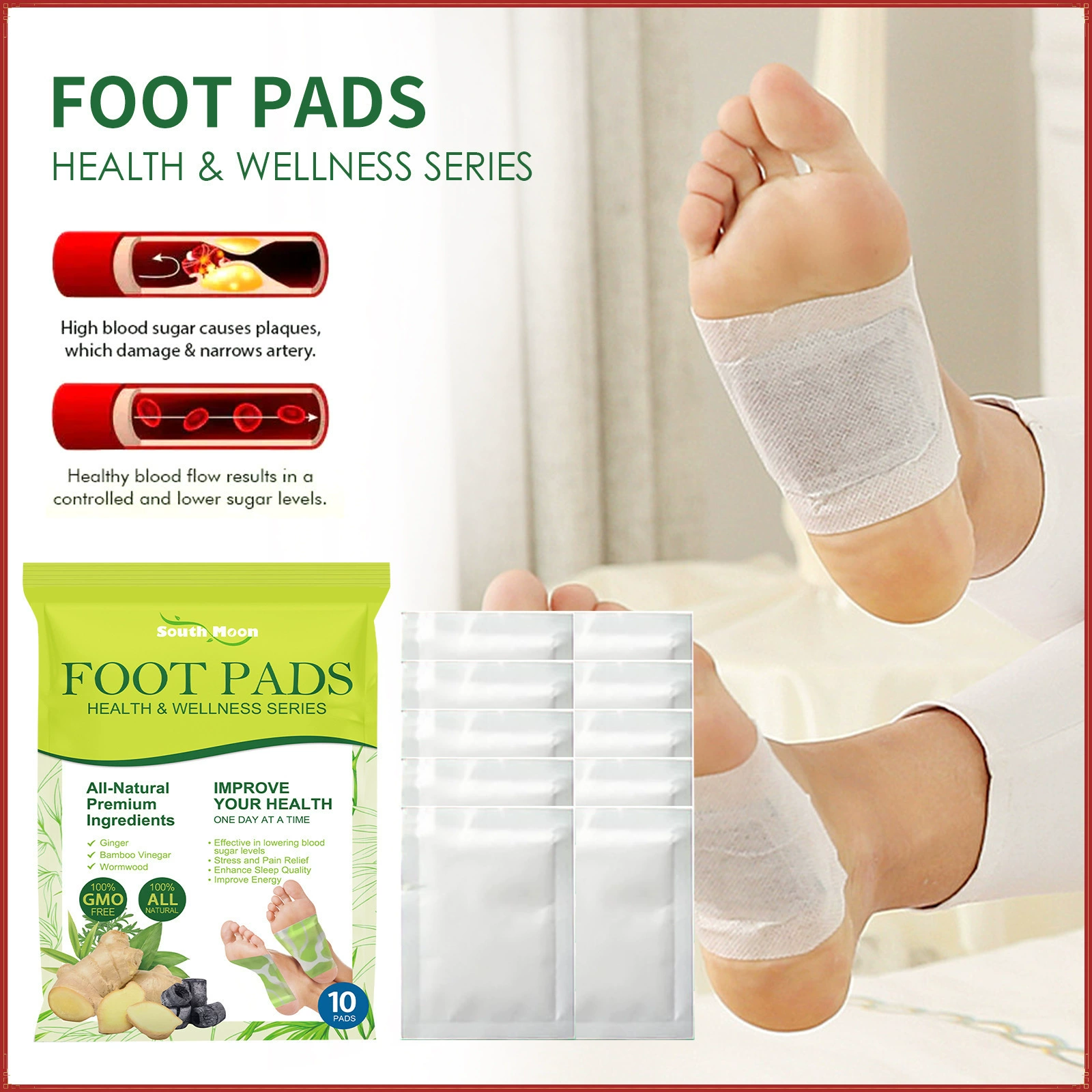 South Moon Подушка для ног Массажный коврик для ухода за ногами Имбирь сырость для ухода за телом