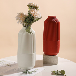 Simple Plastic Vase Dry and Wet Flower Flower Arranging Container Nordic INS Style Floral Ornamental Imitation Glaze Vase Drop Resistant