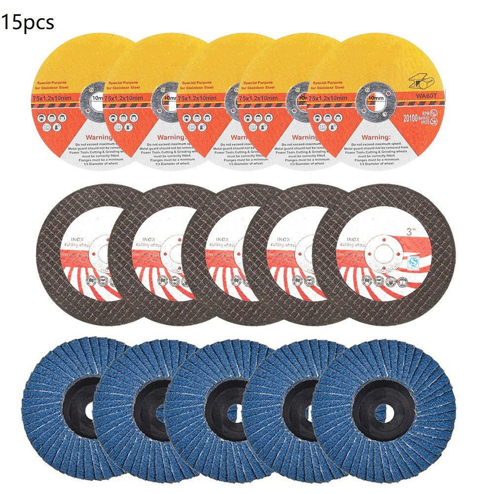 跨境外贸新款15片套装3寸小切片砂轮片气动切割片磨片75*1.2*10孔