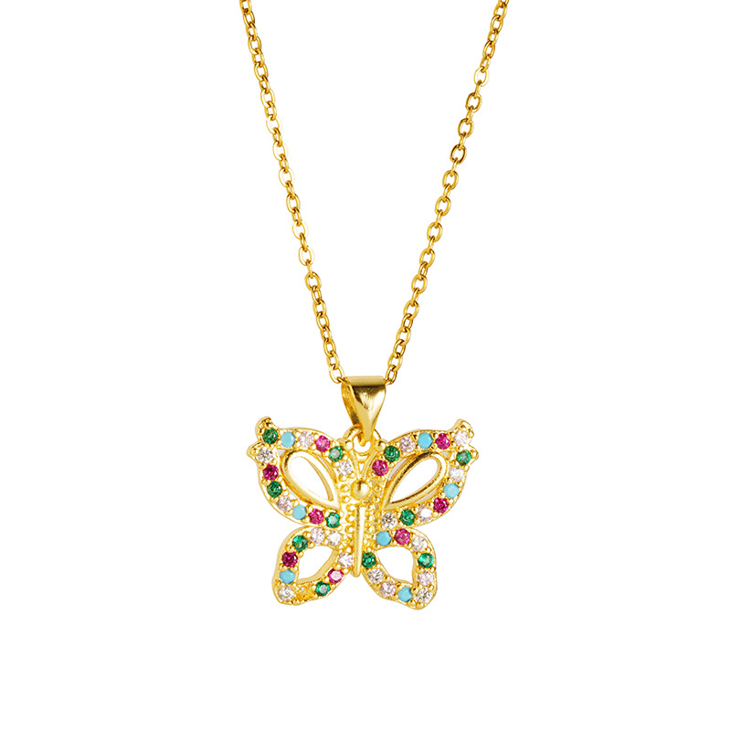 Vietnam Shajin Estilo europeo y americano Estilo explosivo Collar de mariposa Diamante de mujer Destello exquisito Lujo ligero Pendientes de alta gama al por mayor