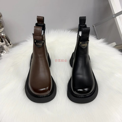 烟筒靴女时尚马丁靴2025新款秋冬加绒芒果头厚底显瘦英伦风小短靴