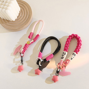 New Super Fat Rose Red Star Pendant Wristband Mobile Phone Lanyard Universal Mobile Phone All-match Pendant Double Buckle Bag Hanging Chain