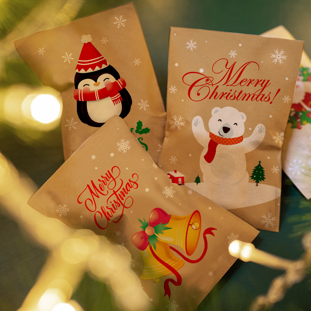 24 Stück Weihnachtsgeschenktüten Süßigkeitentüten Frohe Weihnachten Adventskalender Zahlen Aufkleber Kraftpapier Box Verpackungsbeutel – Detail 8