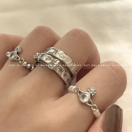 Planet  New Version Diamond Double Layer Belt Clasp Ring, Minimalist Design, Luxury and Sophisticated, Open Ring for Women