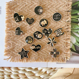 Korean version of black peach heart round diy handmade material accessories hairpin headwear mobile phone case hole shoes material accessories