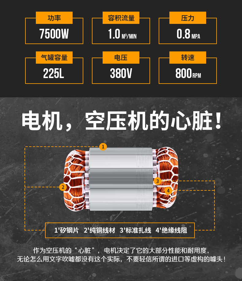 Shanghai Fengbao Air Compressor Copper Core 7.5Kw High Power Piston Air Pump 380V Air Compressor